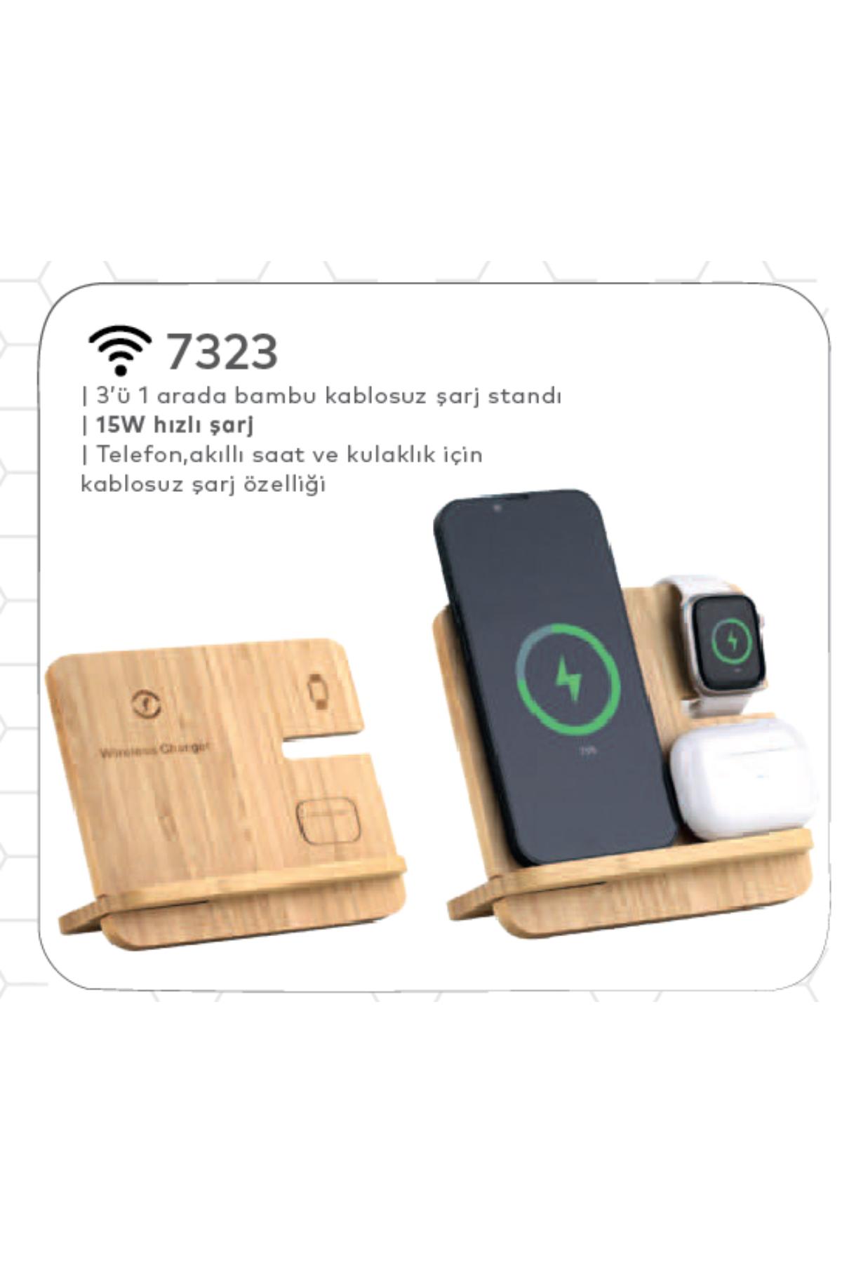Promosyon 3`ü 1 Arada Bambu Kablosuz Şarj Standı (Teklif Alınız) - 7323 Promosyon 3`ü 1 Arada Bambu Kablosuz Şarj Standı (Teklif Alınız) - 7323